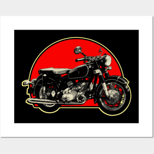 1955 R69 Retro Red Circle Motorcycle Posters and Art